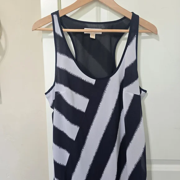 Michael Kors Black and White Stripe Tank Maxi Dress Large Coastal Resort Summer - Picture 2 of 10